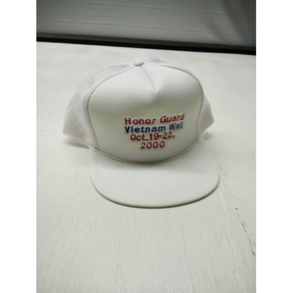 Honor Gaurd Vietnam Wall 2000 White Mesh Snapback Hat OLD TRUCKER HIPSTER 2000